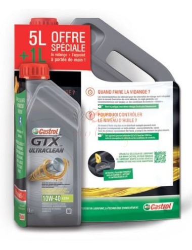 Confezione 5+1L olio Moteur CASTROL GTX Ultraclean 10w-40 A3/B4 bidon 5L