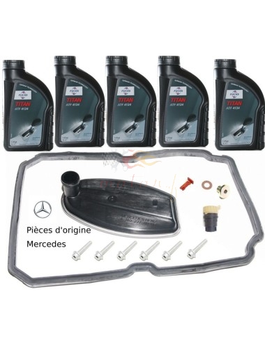 Kit vidange boite auto Mercedes 5 vitesses pièces et huile Fuchs 4134