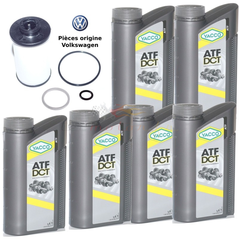 Kit vidange boite DSG VW 6 rapports pièces d'origine huile Yacco DCT VW G 052 182